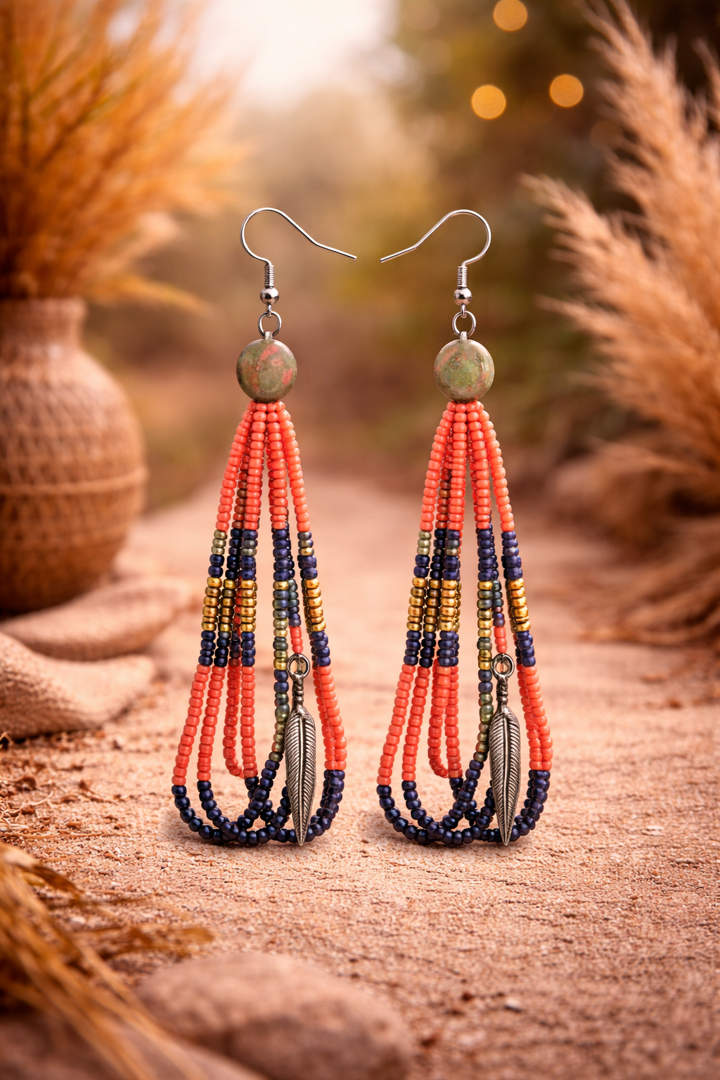 Earth Feather Cascade Earrings